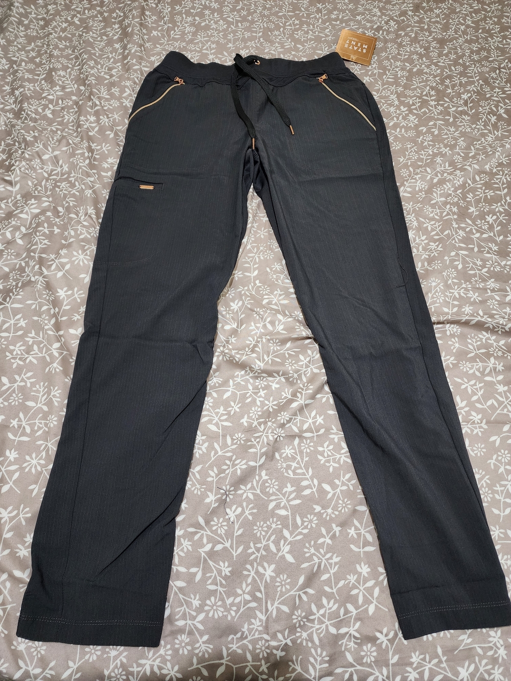 Cherokee Statement Women Scrubs Pant Mid Rise Tapered Leg Drawstring.